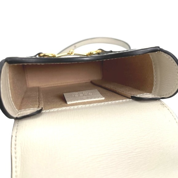 GUCCI Cream Canvas Horsebit Shoulder Bag - Picture 9 of 10